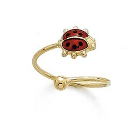 - 14k Yellow Gold Enamel Ladybug Ball Toe Ring - .9 Grams