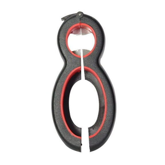1Pc Black 6in1 Bottle Opener Portable Multi Functional Red Wine Opener Anti Slip Lid Opener 8 Character Can Opener Kitchen Tool 1PCs