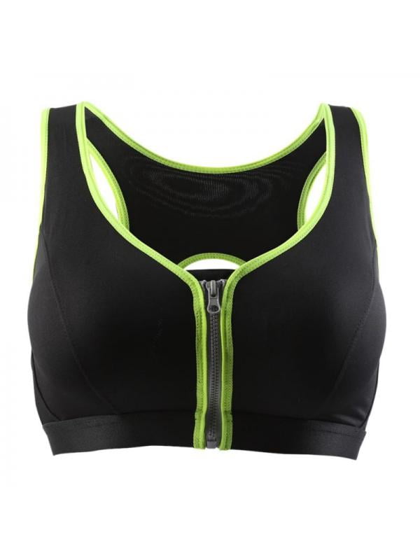 Womens Zipper Sports Bra Chest Front Open Shockproof Professional