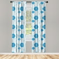 thumbnail image 4 of Ambesonne Floral Window Curtains, Flowers Cuving Leaves Botany, Each 28" W x 84" L, Deep Sky Blue and Coral, 4 of 4