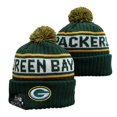 thumbnail image 1 of Green Bay Packers Green, Yellow & White Ribbed Knit Unisex Pom-Pom Beanie with Bold 'GREEN BAY PACKERS' Lettering & Classic 'G' Team Logo Accents, Adjustable for All Enthusiasts, 1 of 89
