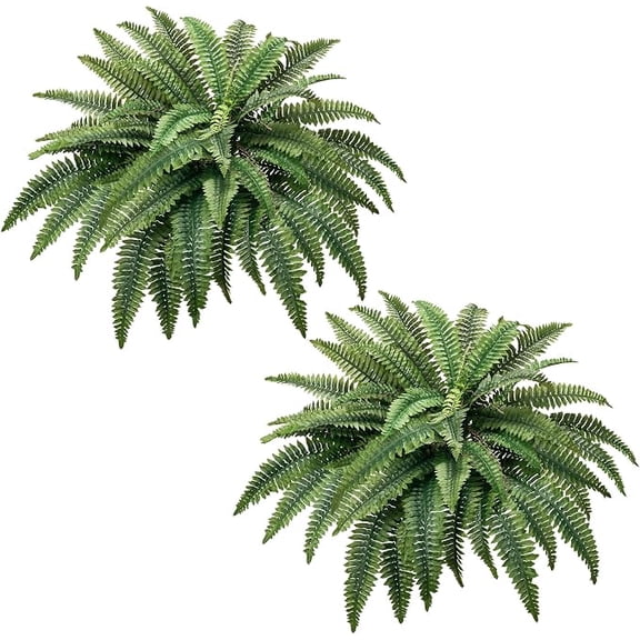 CQURE 42-Inch Artificial Boston Fern Plants, 48 Fronds Realistic Fake Bushes for Indoor & Outdoor Decor, 2 Pack