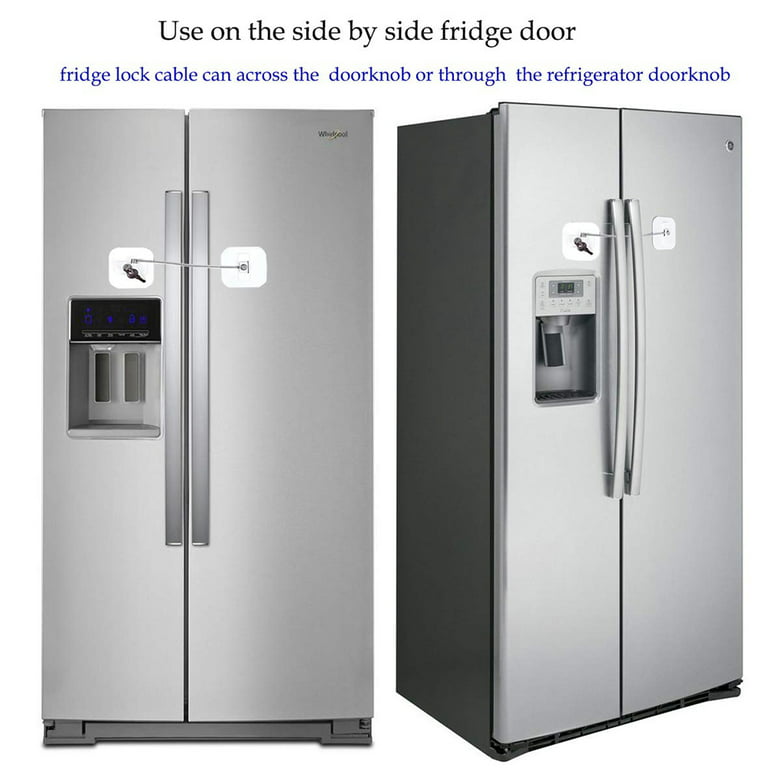 Refrigerator Lock, Mini Fridge Lock with Key for Adults, Lock for a Fridge,  Cabinet Door(White 2Pack) 