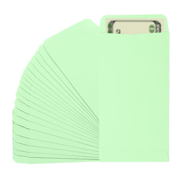 Uxcell Money Envelope, 25 Pcs 6.5" x 3.5" Cash Holder for Checks Coins, Light Green