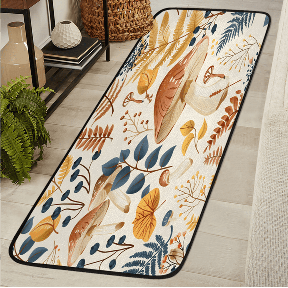 CURLYOOT Fall Mushroom Runner Rug 2'x6' Washable Kitchen Runner Rug Indoor Non Slip Laundry Rugs Floor Carpet for Hallway Kitchen Entryway Bedroom Living Room