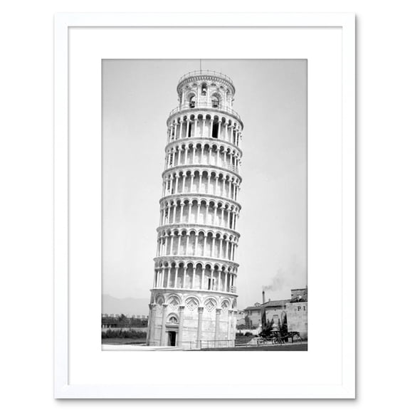 Photo Architectural Leaning Tower Pisa Italy Artwork Framed Wall Art Print 9X7 Inch
