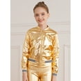 thumbnail image 4 of YIZYIF Girls Jazz Hip Hop Dance Tops Youth Juniors Metallic Long Sleeve Jacket Outwear,Sizes 6-16 Gold 10, 4 of 7