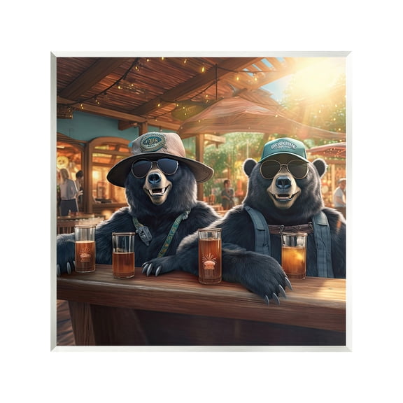 Stupell Industries Drinking Bears at Bar Animals & Insects Painting Unframed Art Print Wall Art, 12 x 12
