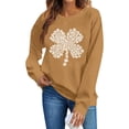 thumbnail image 5 of St. Patrick's Day Sweatshirt for Women Floral Shamrock Pattern Crewneck Long Sleeve Ribbed Cuffs Loose Fit Graphic Holiday Top, 5 of 6