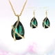 thumbnail image 2 of 1 juego de collar, juego de aretes, cristal, gota de oreja, collar vintage, colgante de cuello, conjunto de joyas para mujer, verde, 2 of 6