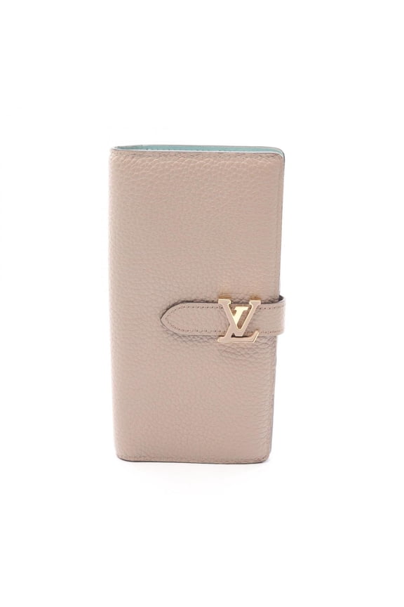 Pre-Owned Louis Vuitton LV Vertical Wallet Galet Bi-fold Long Leather Women's Beige M81367