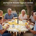 thumbnail image 3 of Round Outdoor Tablecloth with Umbrella Hole and Zipper, Vintage Shell Yellow Tablecloth with Elastic Waterproof, Summer Ocean Coastal Patio Table Covers for 31" - 35" Picnic Pool Tables, 3 of 9