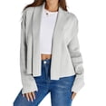 thumbnail image 1 of Cárdigan Corto para Mujer con Chal Abierto Al Frente, Chaqueta de Suéter de Larga de Moda de Otoño 2025 Gris L, 1 of 9