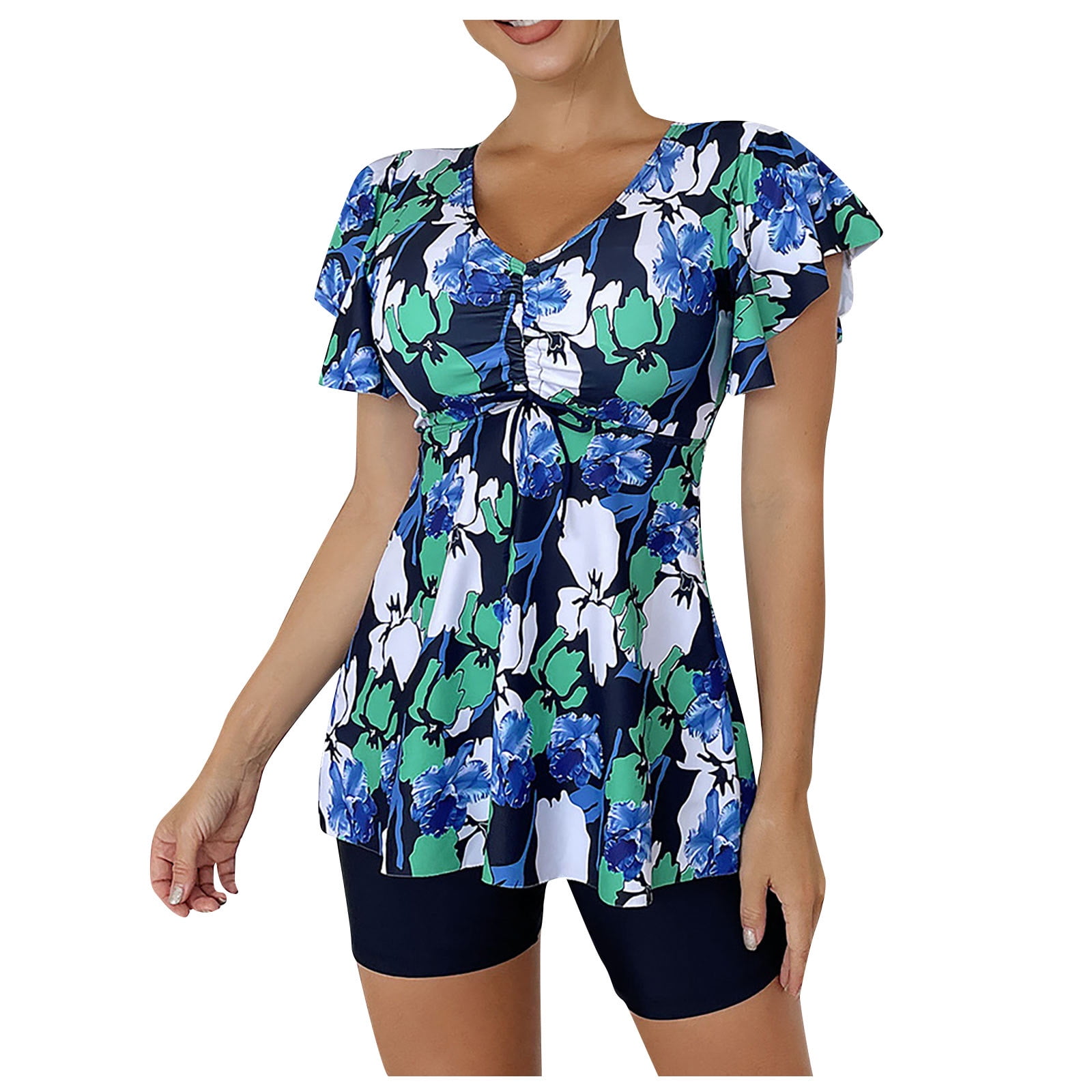 TQWQT Women Ruffle Tankini Bathing Suit Two Piece Swimsuit Flounce