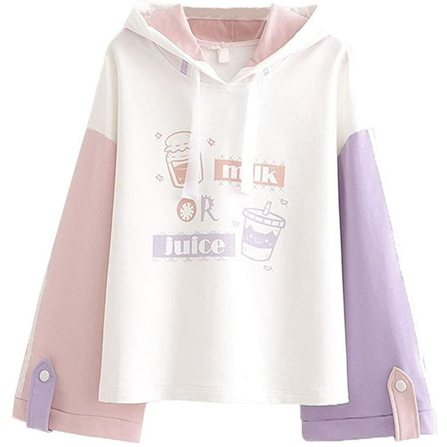Sudaderas con capucha casuales Chicas adolescentes Patchwork Dibujos animados lindos Tops de manga larga Xemadio WMZY-672-3