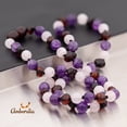 thumbnail image 3 of Amberalia knotted Baltic Amber Necklace with Amethyst, GIA Certificated - for natural remedies - Boost immune System - Cherry-Quartz-Amethyst 17.7”, 3 of 4