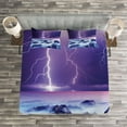 thumbnail image 3 of Ambesonne Storm Quilted Bedspread Set 3 Pcs, Stormy Sky Ocean Rocks Night, King Size, Purple and Indigo, 3 of 3
