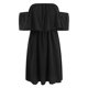 thumbnail image 5 of Vestido con hombros descubiertos y parte superior de tubo para mujer, vestido corto elegante de verano con cintura elástica, corte en A, sin espalda, con volantes, color negro L, 5 of 8