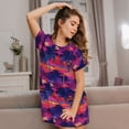 thumbnail image 3 of Logiee Retro Palms Print Nightgowns for Women,Soft Short-Sleeved Lightweight Sleepwear, Loose Sleepshirts, 3 of 6