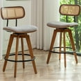 thumbnail image 2 of FOWEOAIU Bar Stools with Cane Back Fabric Upholstered Swivel 26" Counter Stool for Bar Kitchen Island Bistro , Brown (Set Of 2), 2 of 14
