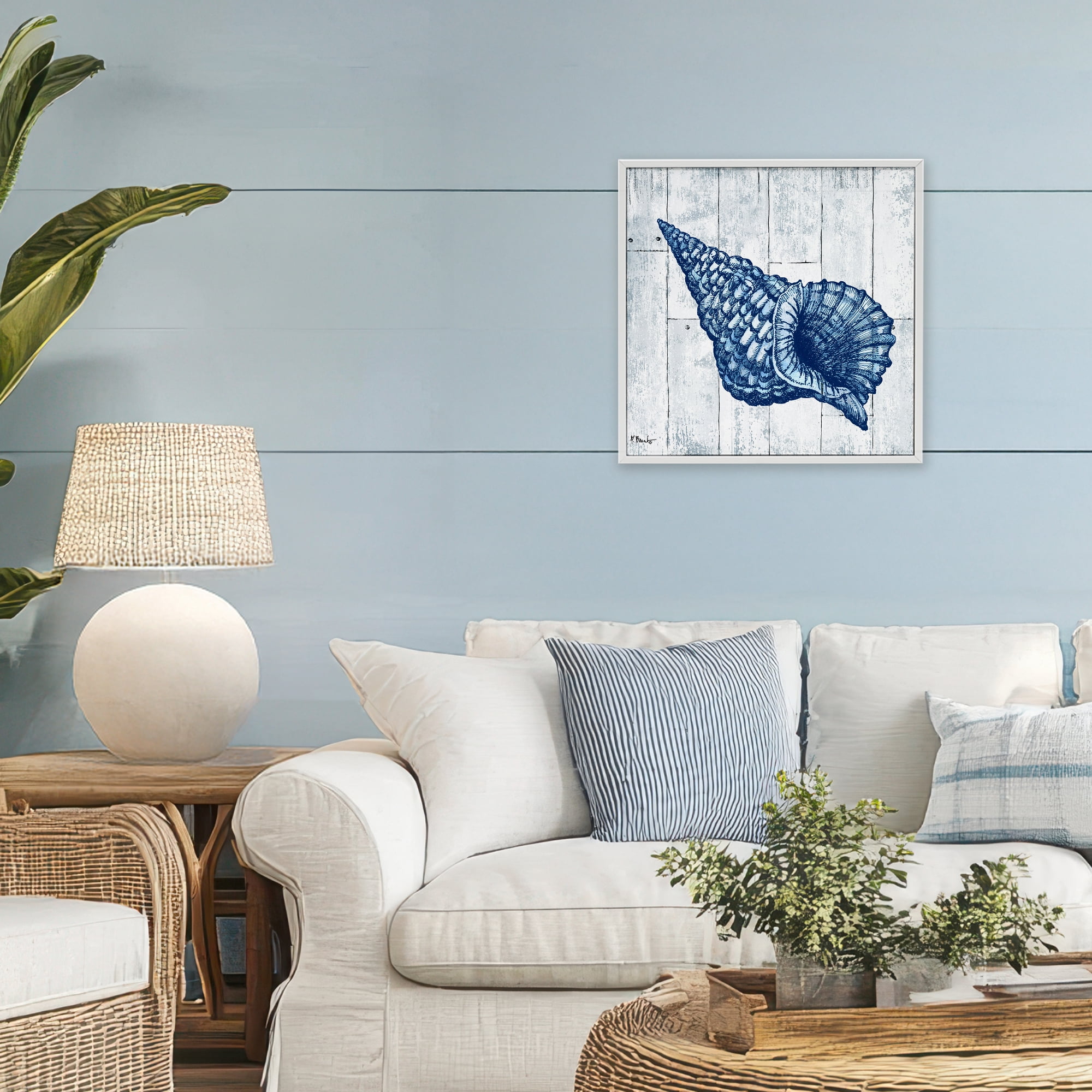 Stupell Industries Coastal Timberland Conch White Framed Giclee Art, design by Paul Brent