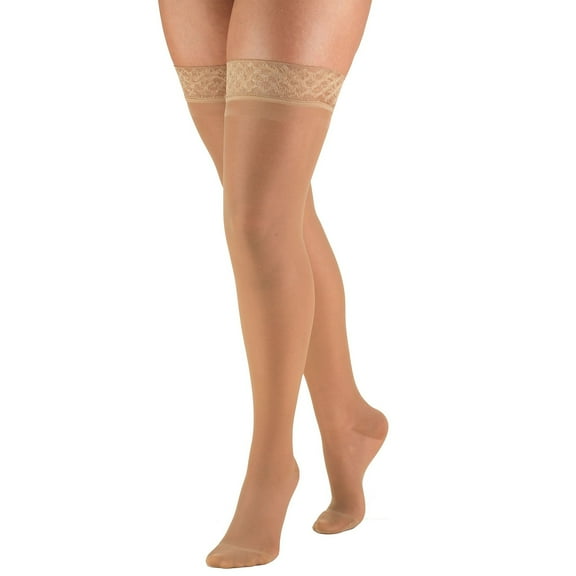 Truform Women's Stockings, Thigh High, Sheer: 15-20 mmHg, Beige, Medium