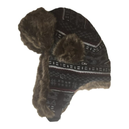 Womens Gray Black Red White Geometric Print Trapper Hat Aviator