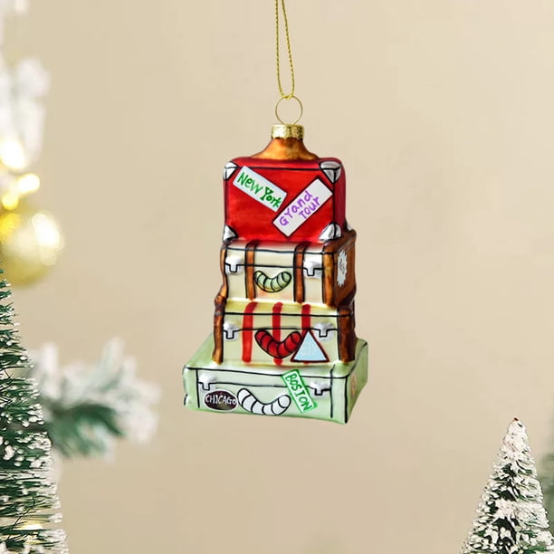 Set de adornos de cristal navideño | Muñeco de nieve y diseño de árbol | Decoración de casas navideñas | Coleccionable festivo artesanal | Centro de mesa elegante de 9,8 cm | Escaparate | Caja de