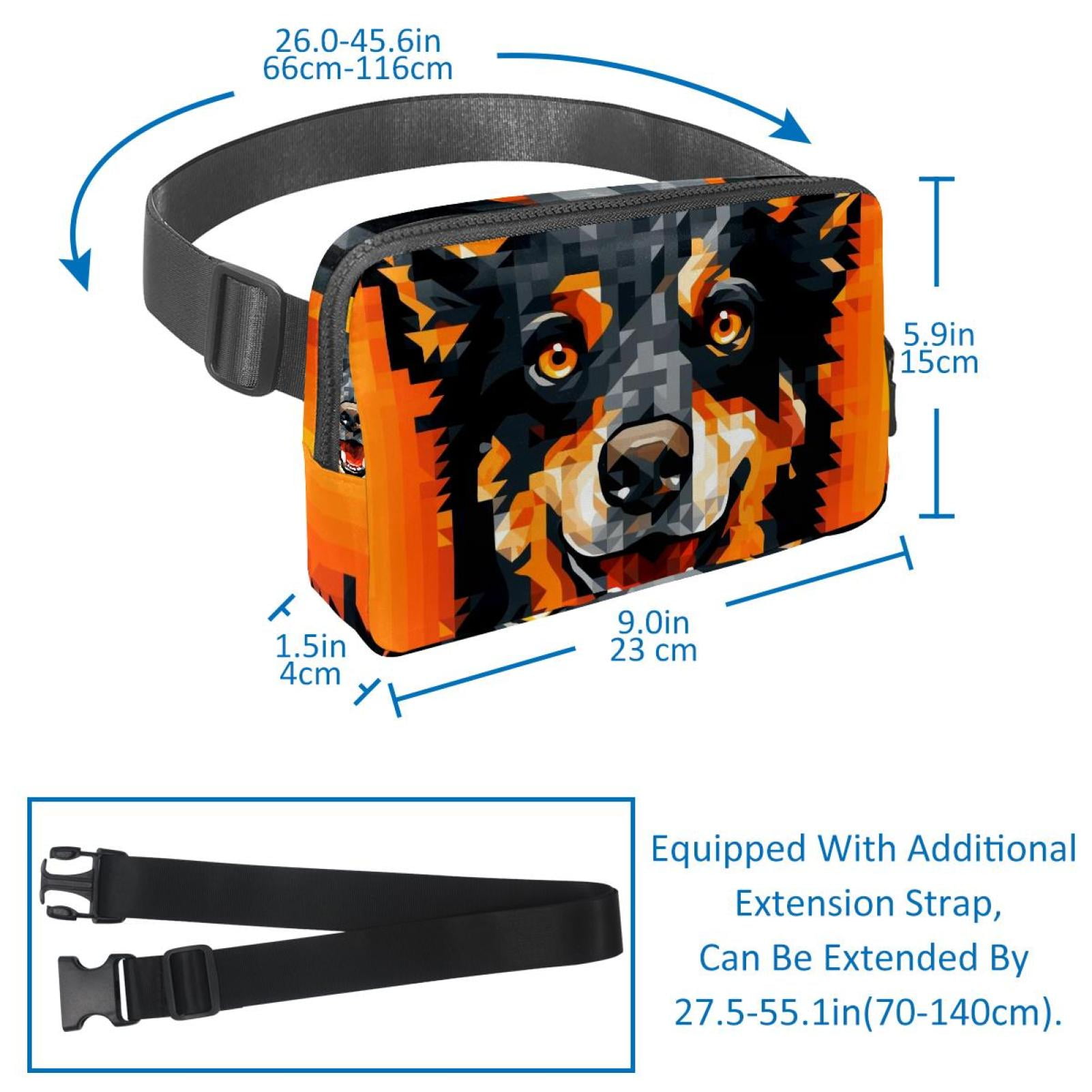 Pixel dog Lightweight Adjustable Crossbody Bag with Extension Strap for Unisex - Waist Packs, Fanny Pack, Crossbody Bag
