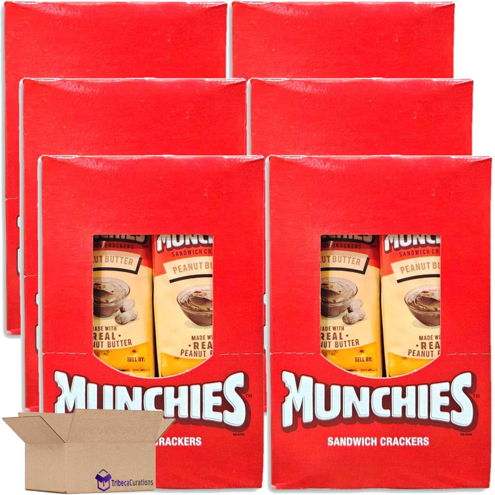Munchies Peanut Butter Sandwich Cheese Crackers Value Pack   | 8 Count Box | Pack of 6 (48 Total Sleeves)