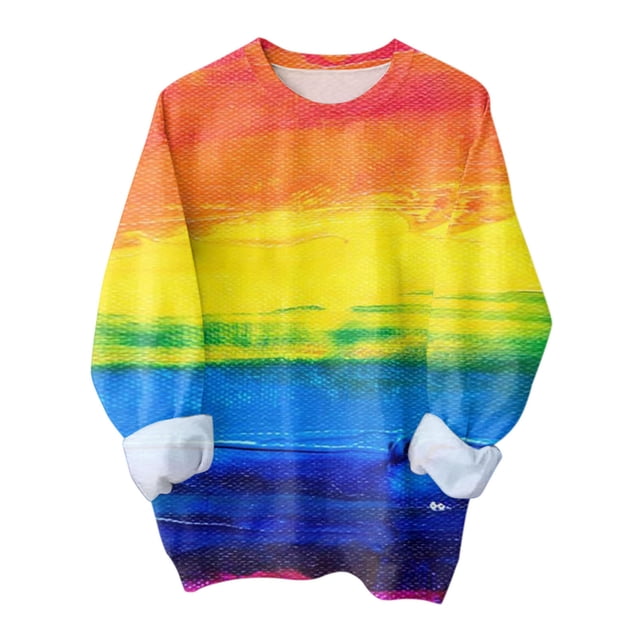 Gibobby Temperamento Pullover Top Sudadera de manga larga con estampado de teñido anudado para mujer Sudadera con cuello redondo Sudadera con capucha (Azul, M)