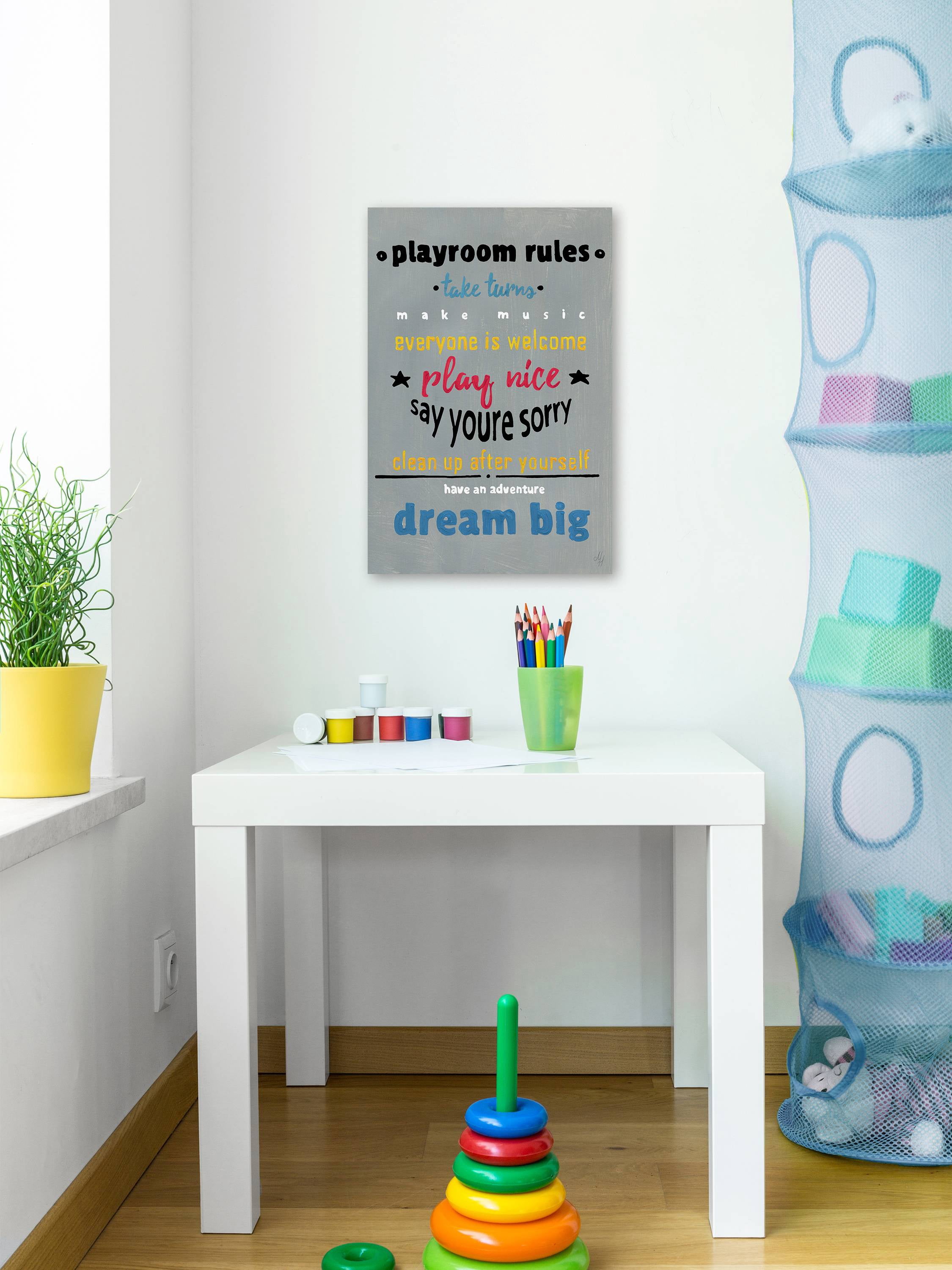 Marmont Hill Gray Playroom Rules Canvas Wall Art