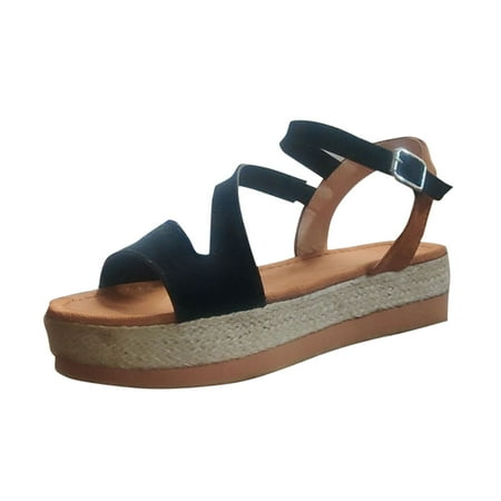 

Women s Casual Fish Mouth Shoes Thick-Soled Hollow Thin Strap Buckle Sandals