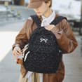 thumbnail image 6 of Yucurem Large Capacity Aesthetic Corduroy Bow Printed Backpacks, Lightweight Coquette Backpack with Bowknot for Travel Work Daily Use (Black), 6 of 7