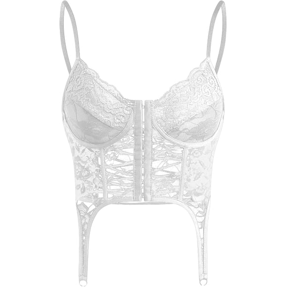 HUGFEGWE Women Lace Camisole Sleeveless Spaghetti Strap Bustier Summer Tops Corset Tops for Women Crop Top CA919-127850