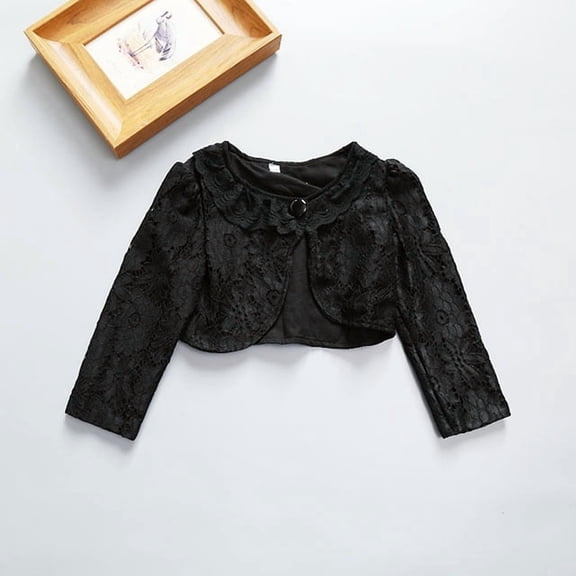 New Fashion Baby Girls Flower Jacket Children Lace Short Jacket Kids Wedding Party Coat Cape 2 4 6 8 10Y Girl Outerwear Clothing