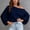 #0030-Dark Blue, variant on Neewe Womens Casual Off Shoulder Tops Long Sleeve Fashion Flowy Pullover Casual Fashionable Daily Outfits