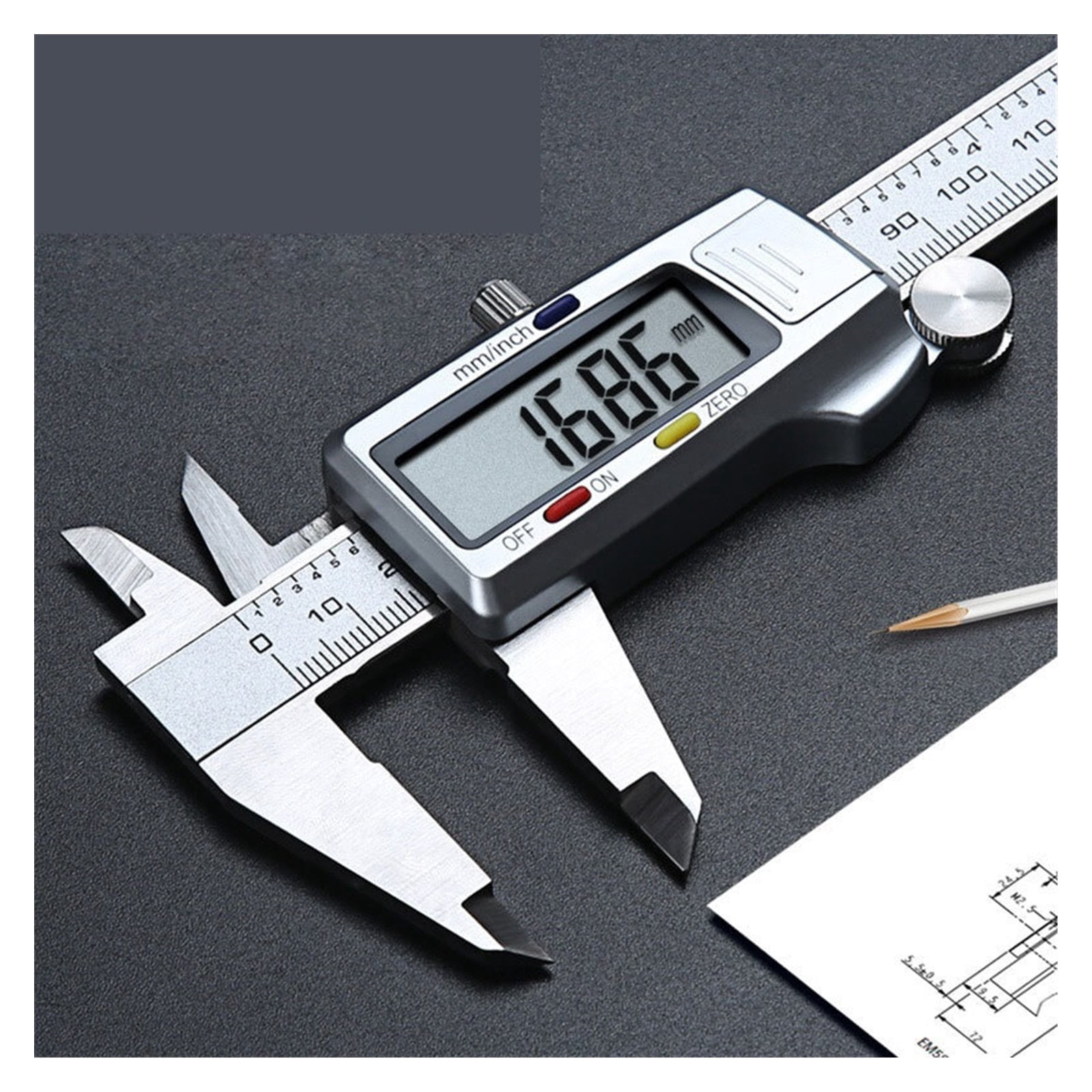 6inch/150mm Vernier Caliper Metal Woodworking Tools Instrumentation Ruler Digital Pachymeter Carpenter Depth Gauge Electronic ,Easy to Use