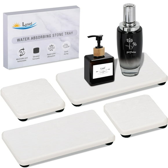 Juego de bandejas de piedra absorbente de agua Lyxel para fregadero (4 piezas)