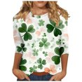 thumbnail image 2 of St Patricks Day Shirt for Women, Ladies Tops and Blouses 3/4 Sleeve, Round Neck Tee Shirts Ladies' 3/4 Sleeved Round Neck T Shirt St. Patrick's Day Printed Tops Shirts, 2 of 5