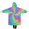 thumbnail image 2 of Oversized Wearable Blanket Hoodie,Colorful Tie Dye Mandala Pattern Sherpa Blanket Hoodie with Super Pockets,Super Warm Fuzzy Pullover for Women & Men, 2 of 6