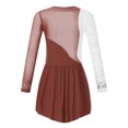 thumbnail image 4 of YIZYIF Girls Long Sleeve Rhinestone Mesh Dress Dance Costume Ice Skating Performance Dancewear Reddish Brown 14, 4 of 7