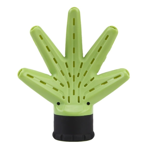 Difusor de secador de pelo en forma de mano: tamaño universal para productos de peinado para el hogar y salones de belleza (verde)