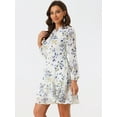 thumbnail image 3 of Mini vestido de chifón de manga larga semitransparente con cuello en V y cuello en V para mujer de verano 2023 Blanco L, 3 of 6