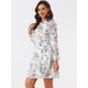 thumbnail image 3 of Mini vestido de chifón de manga larga semitransparente con cuello en V y cuello en V para mujer de verano 2023 Blanco L, 3 of 6