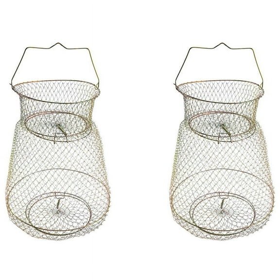 2X Foldable Portable Steel Wire Fishing Pot Trap Net Crab Crawdad Cage Fish Basket