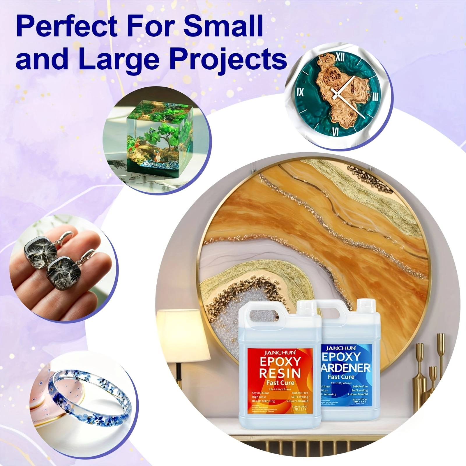 Crystal Clear Epoxy Resin Kit 2 Gallon, Bubble-Free, Anti-Yellowing, Self Leveling pour, Easy Mix 1:1 Coating and Casting Resin for Table Top,Tumbler Crafts, Art and Craft Kit