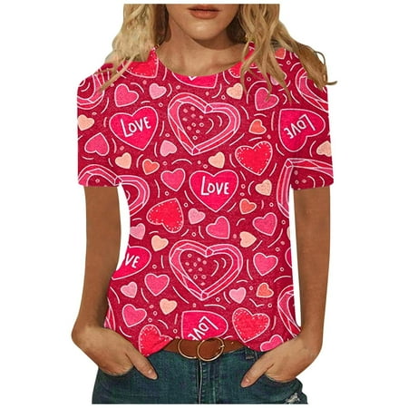

Tank Top for Women Sexy Tops for Women Women s Trendy Printed T-shirt Short Sleeves Blouse Crew Neck Leisure Tops Tshirts Shirts for Women Shirts for Women Clearance Pink L