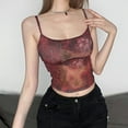 thumbnail image 2 of American Street Sexy Suspender Retro Printed Mesh See-through Vest Stylish Girl Waist Cinch Short Breast Revealing Versatile Top-Design-M, 2 of 6