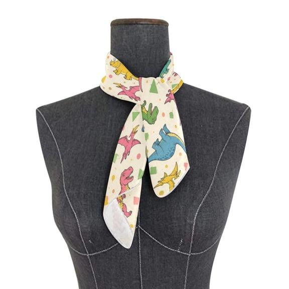 Square Scarf 24x24 Inch Vibrant Dino Shapes Pattern Silky Satin Sun Protection Neck Scarf for Women Multi-Purpose Head Wrap Bandana for Hair Bag Decoration